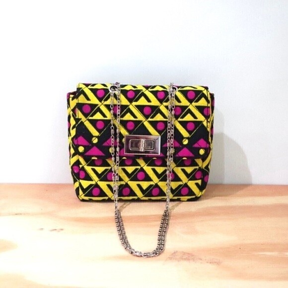 Minimalist Mini‎ Bag Purse Clutch Yellow and Fuschia - Picture 2 of 6